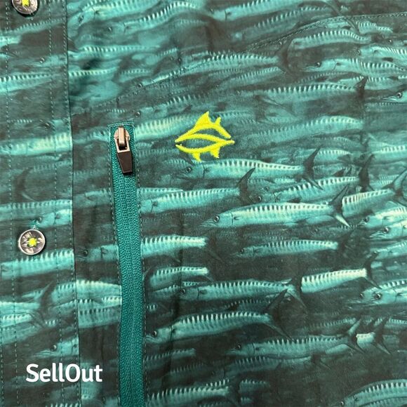 Loco Kaile Men's XL Green Graphic Print Fishing Shirt Short Sleeve - Picture 7 of 8